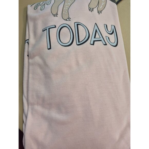 Bobbie Brooks Womens Large Pink Pajama Top With "I Cant Adult Today" Sloth Desig - Picture 3 of 3